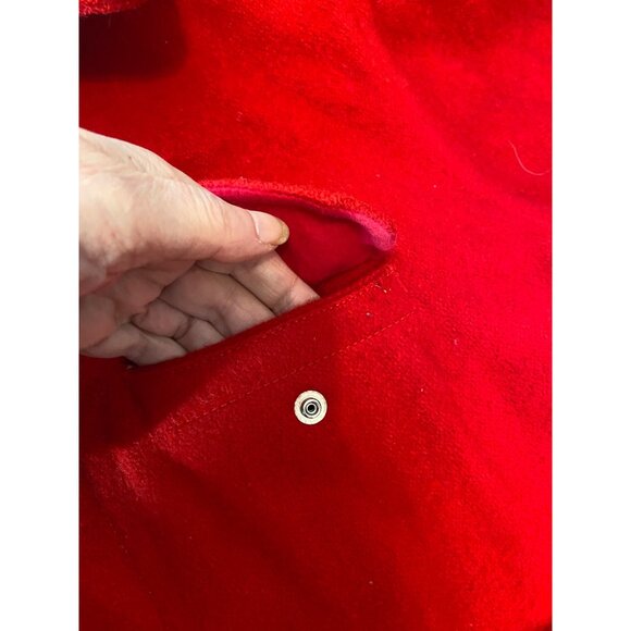 Vintage Johnson Woolen Mills Red Wool Jacket Size 44 USA Buttons 4 Pockets - Picture 7 of 12